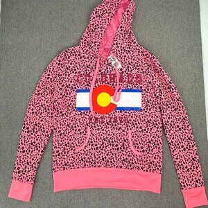 NEW! Love Peace Hope By Zenana Colorado Hooded Sweater Leopard‎ Pink Medium